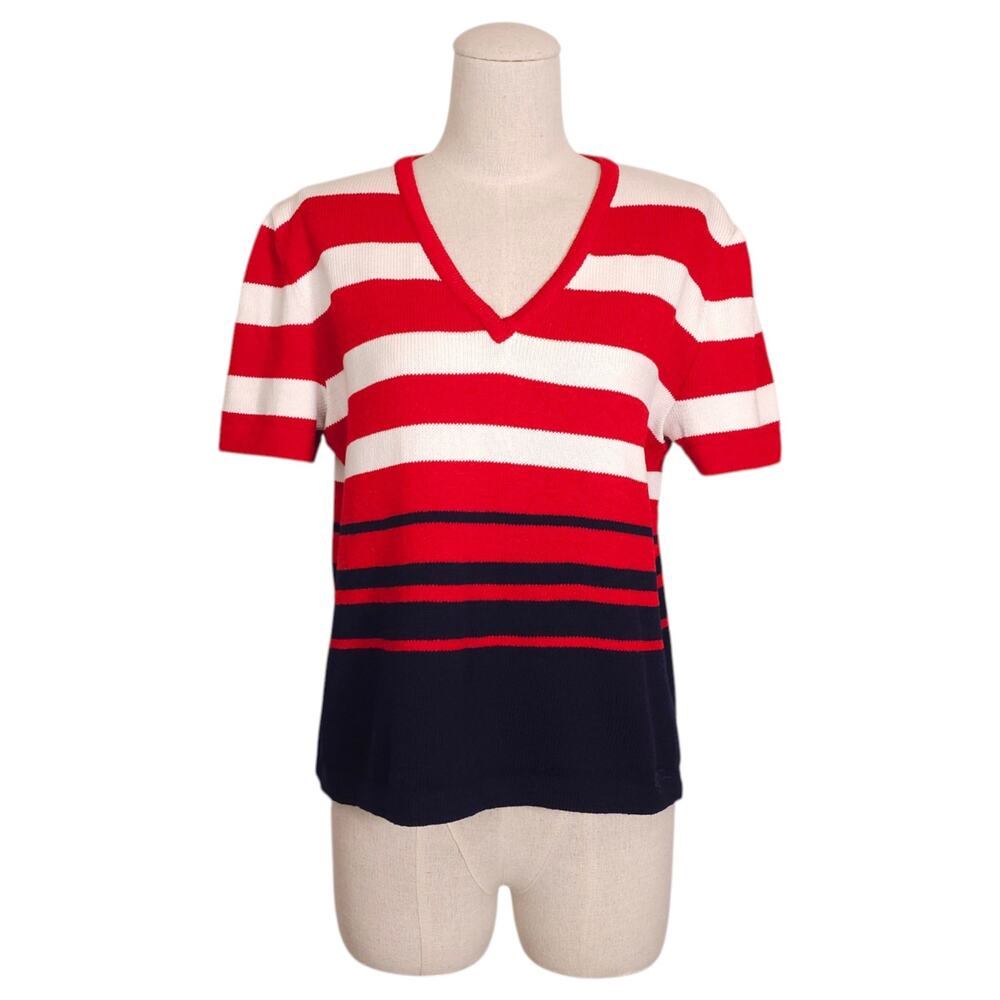 Vintage St. John Sport Nautical Stripe Knit Top Sz Large